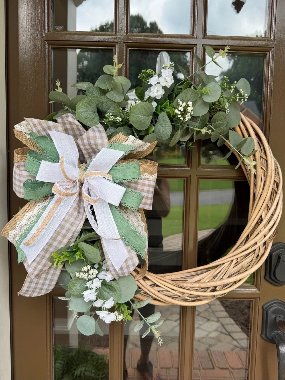 Eucalyptus Grapevine Wreath with Pastel Bow - Home Holiday